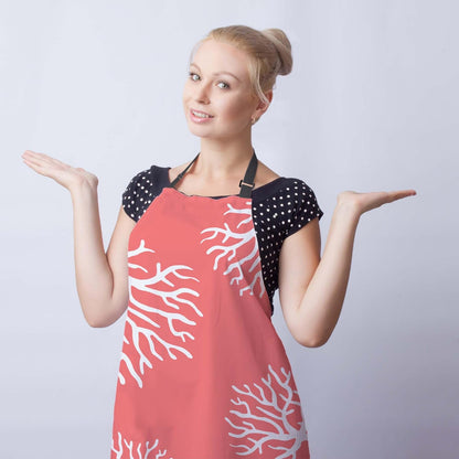 Chef Apron for Women Beach Coral Funny Aprons for Men for Kitchen Cooking Restaurant BBQ Painting Crafting 27” (W) x 31” (H), Waterproof Aprons