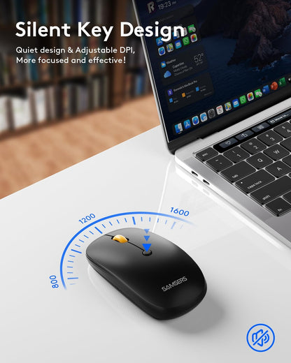 Foldable Keyboard and Mouse, Samsers Folding Bluetooth Keyboard Combo, 2.4G + BT5.0 x 2, Full-Size Portable Travel Keyboard & USB-C Rechargeable Wireless Mouse for Windows Android iOS Mac OS