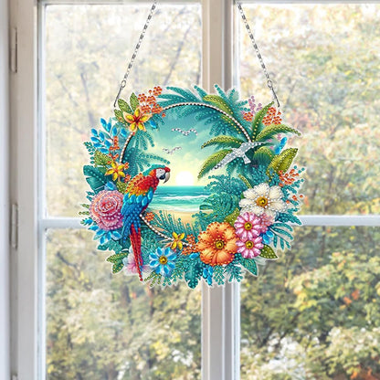 Flowers Hummingbird Diamond Art Kits,5D Diamond Hanging Ornament Kits,DIY Special Shaped Diamond Dot Kits,Home Porch Crystal Hanging Pendant Ornament (Colorful3)