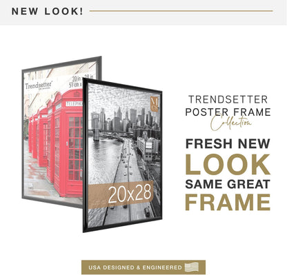 MCS Trendsetter 20x28 Poster Frame Black High-Gloss, Vertical & Horizontal Wall Hanging Large Picture Frame for Photos, Posters & Art Prints (1-Pack)