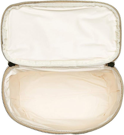 kate spade new york Beige Lunch Bag, Small Insulated Lunch Tote, Thermal Bag with Double Zipper and Carrying Handle, Strawberries