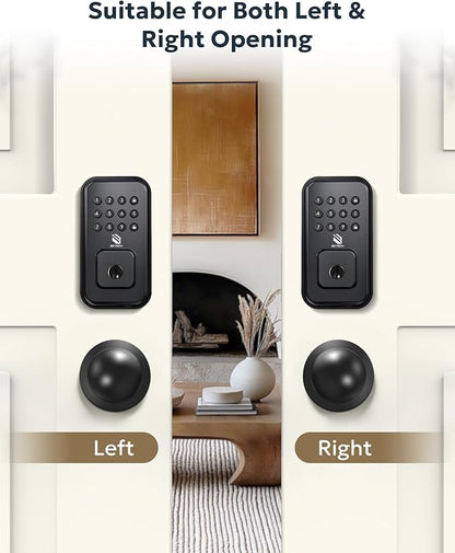 BE-TECH Keyless Entry Smart Door Lock with 2 Knob Handles, Electronic Front Door Locks Set, Digital Keypad Deadbolt, Auto Lock, One Time Codes, Anti Peeping Code, Easy Installation, Black