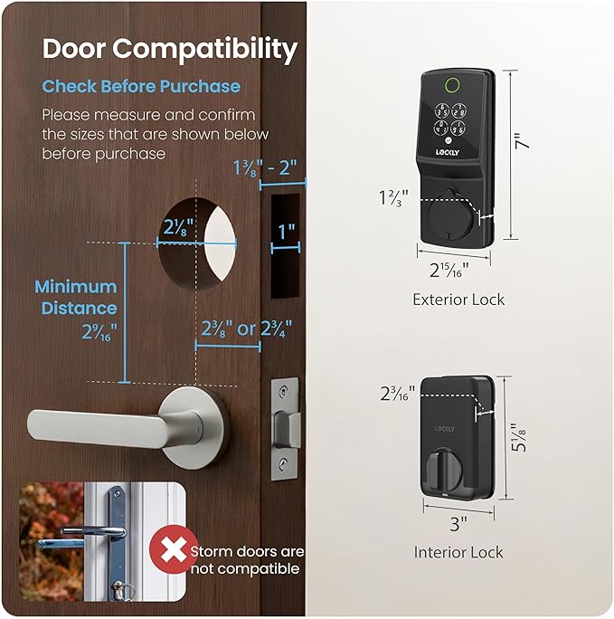 Lockly Secure Pro (Latest Version), Smart Lock with Built-in Wi-Fi, New-Gen Fingerprint Door Lock, Keyless Entry Deadbolt, PIN Genie Keypad, Auto Lock, App Remote Control, Easy Installation
