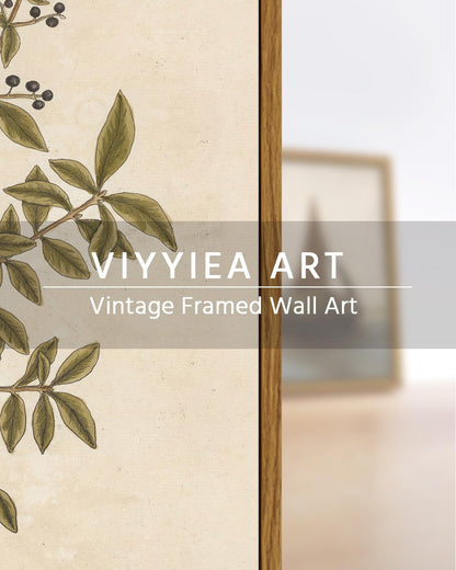 VIYYIEA Framed Canvas Wall Art Home Decor Boho Plant Wall Decor Minimalist Botanical Print Canvas Wall Art Pictures for Rustic Vintage Farmhouse Home Kitchen Room Decor 12x16in