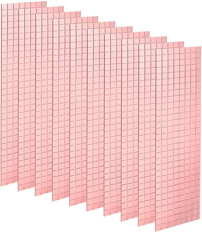 HARFINGTON 10 Sheet 4800 Pieces Self Adhesive Mirror Mosaic Tiles 5x5mm Small Square Mirror Tiles Sticker Disco Ball Stickers Mini Glass Tiles for DIY Craft Party Home Decoration, Rose Gold