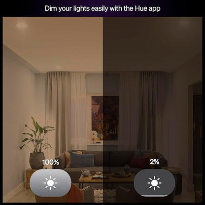 Philips Hue Essential Smart LED BR30 Bulb 2-Pack, White and Color Ambiance, E26, 7.2W, 2200K-6500K, 650 Lumens, Dimmable, Works with Alexa, Google Assistant, Apple Home