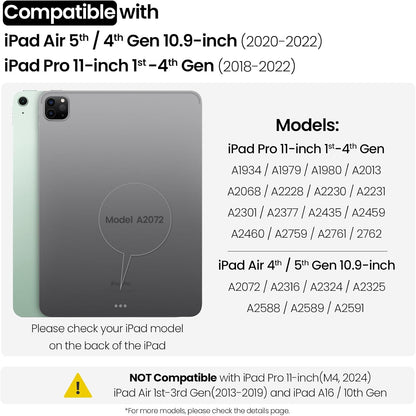 Nillkin iPad Pro 11(1st/2nd/3rd/4th Gen) & iPad Air 5th/4th Generation Case with Keyboard, Magic Trackpad, Rugged Case with Detachable Keyboard, 7 Backlight Colors, Portrait/Landscape Modes, Gray