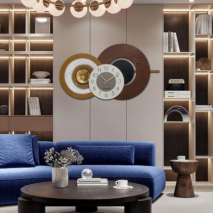 38X21.2 Inch Extra Large Modern Wall Clock, Oversized Wood and Metal Frame Farmhouse Clock, Antique Gold Big Wall Clocks for Living Room, Kitchen, Bedroom, Office
