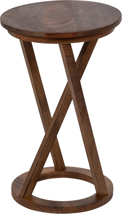 Kate and Laurel Aja Modern Side Table; 15 x 15 x 23; Walnut Brown; Decorative Modern Geometric Wood Bedroom Nightstand Table with Round Tabletop and Unique Slanted Legs