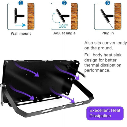 150W Black Lights, Blacklight Flood Light with Plug and Switch,for Glow Party, Halloween, Fluorescent Poster, Stage Lighting, Body Paint