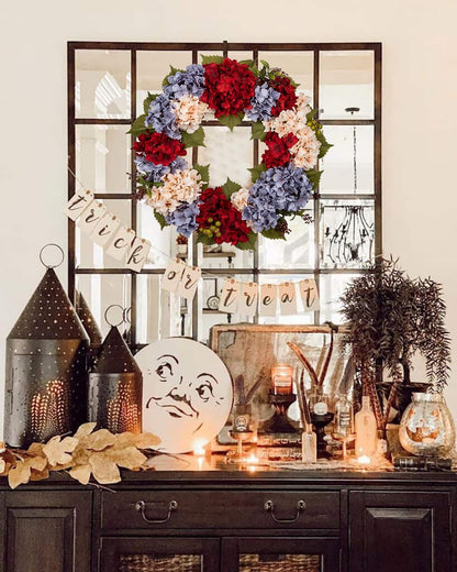 Fall Wreaths for Front Door, 24 inch Autumn Wreath with Hydrangeas Berries Large Fall Door Wreath Artificial Hydrangea Flowers Wreaths Autumn Decorations for Farmhouse Thanksgiving Harvest Door Wall