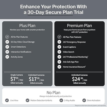 Arlo Ultra Security Outdoor Camera 4K HDR (3rd Gen, 2025 Release) + SmartHub, Battery Power, Emergency Response, AI Event Captions, 1-Month Trial of Secure Plan, 180° Field of View, 4 Cam, White