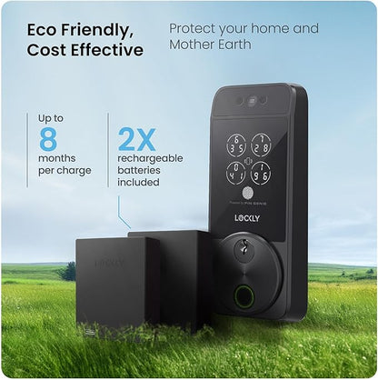Lockly Visage Zeno Series Smart Lock, Facial Recognition & Fingerprint Keyless Entry Door Lock, Built-in Wi-Fi Deadbolt with Apple Home Key, PIN Genie Keypad, App Remote Control (Matte Black)