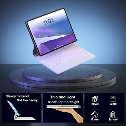 doqo Keyboard case for iPad Air 13 (M2) 2024/(M3) 2025 and iPad Pro 12.9(6th,5th,4th,3rd Gen),Magic Keyboard case with Multi-Trackpad for iPad Air 13,Pro 12.9 2018~2022 Slim 7 Color Backlit White