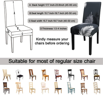 JQinHome Chair Covers for Dining Room Set of 6, High Stretch Removable Washable Parsons Chair Slipcover for Home Party Hotel Wedding Ceremony (Plume Black,6PCS)