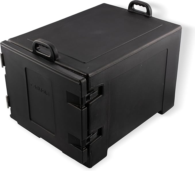 Carlisle FoodService Products Insulated Food Pan Carrier, Holds 7 Sheet Pans (Sold Separately), Front-Loading Cateraide with Handles, Rugged PE Shell with PU Insulation, Black