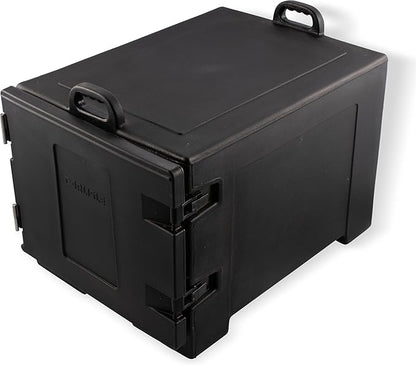 Carlisle FoodService Products Insulated Food Pan Carrier, Holds 7 Sheet Pans (Sold Separately), Front-Loading Cateraide with Handles, Rugged PE Shell with PU Insulation, Black