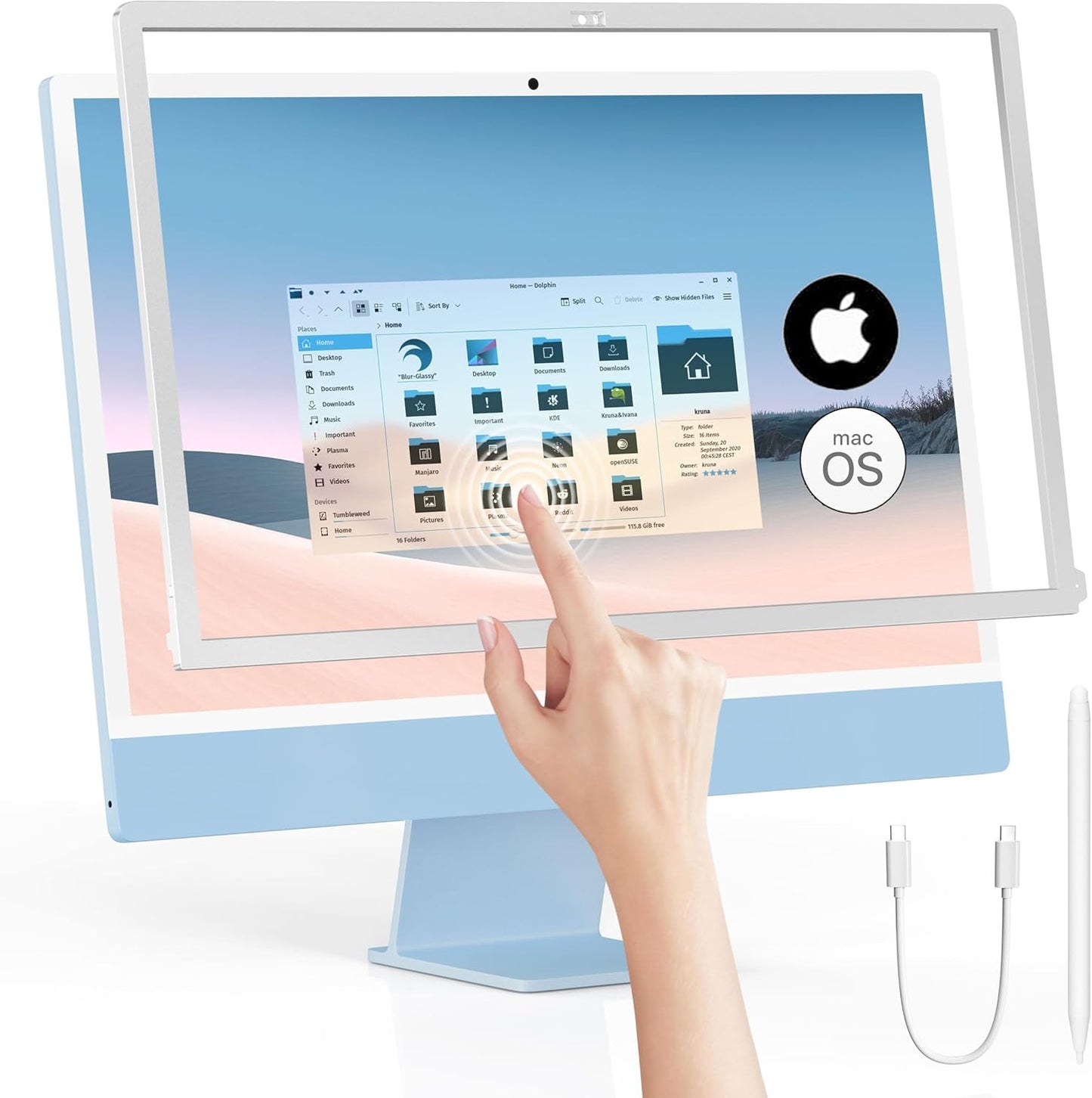 Keenhot Trackpad Touchscreen Frame for iMac, High-Precision Touchpad Support Multi-Gesture, Ultra Slim Touch Screen Activator for 24-inch iMac M1, M3, M4(Stylus Pen Included)