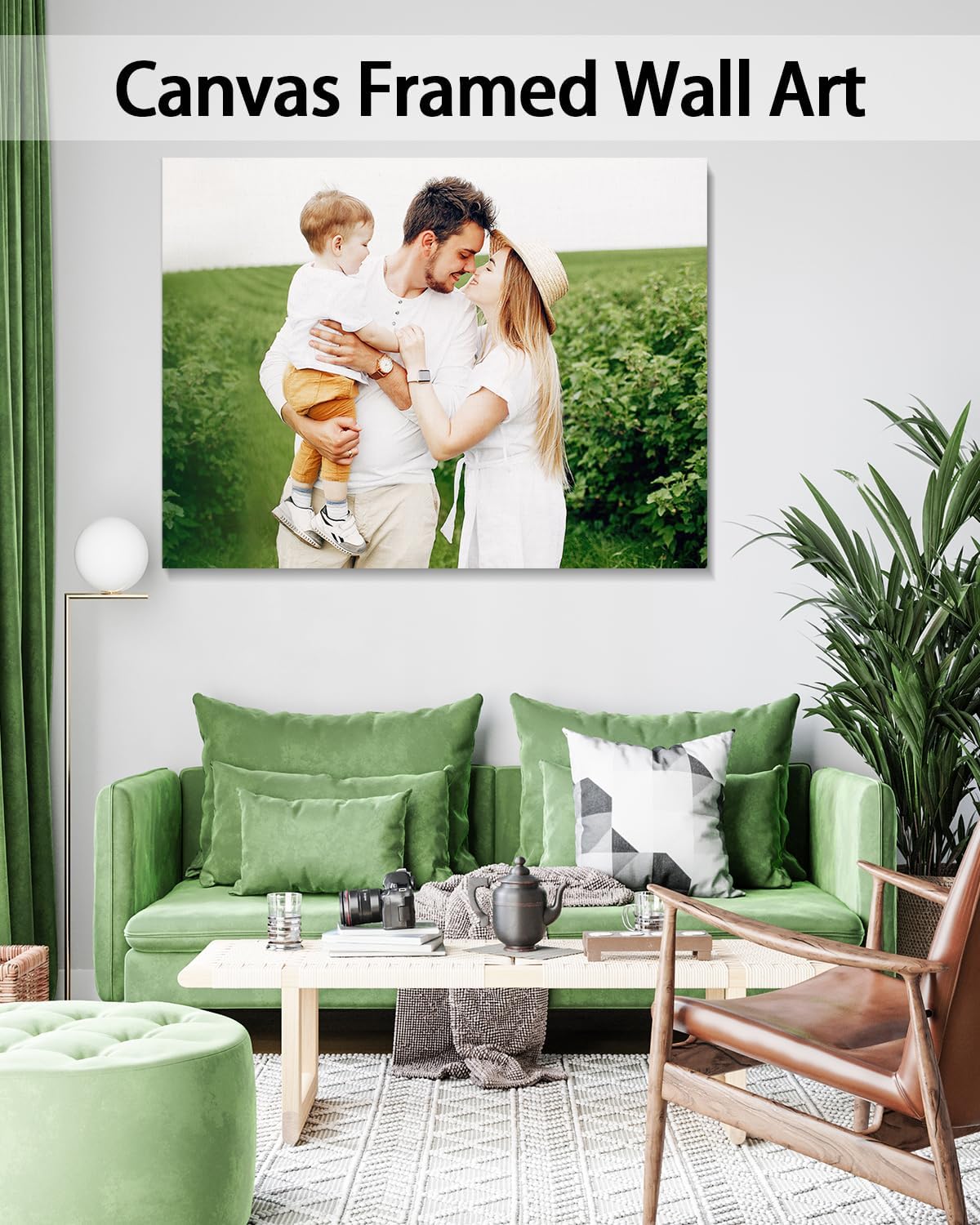 Personalized Custom Canvas Wall Art, Custom Canvas Prints with Your Photos for Living Room, Bedroom, Wedding Pet Baby Family Photo Framed Wall Art, Customized Photo Gift for Family，Friend，Lover，Pet (32L" x 24W")