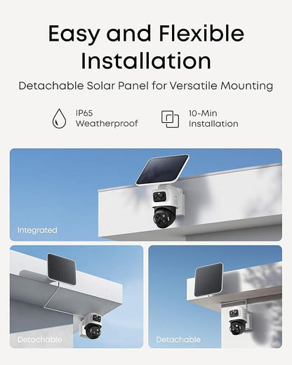 eufy Security eufyCam S4,4K Solar Camera Wireless Outdoor, Triple Lens Bullet-PTZ Cam, 360° View, 8X Auto Zoom, AI Recognition,AI Track, Color Night Vision, 0 Monthly Fee, Local Storage