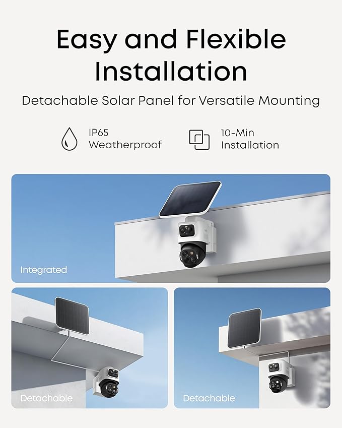 eufy Security eufyCam S4 4-Cam Kit,4K Solar Camera Wireless Outdoor, Triple Lens Bullet-PTZ Cam, 360° View, Cross-Cam Track, AI Recognition, 8X Zoom, Color Night Vision, 0 Monthly Fee, Local Storage