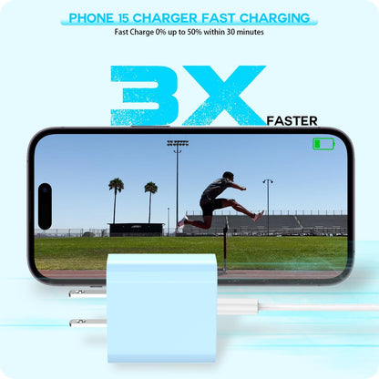 【Apple MFi Certified】20W USB C Fast Charger iPhone 16 15 Charge Block 3Pack 6 FT TypeC Fast Charger Cable for iPhone 16/16 Pro/16 Pro Max/iPhone 15/15 Pro Max/15 Plus All USB C Charging Devices(Blue)