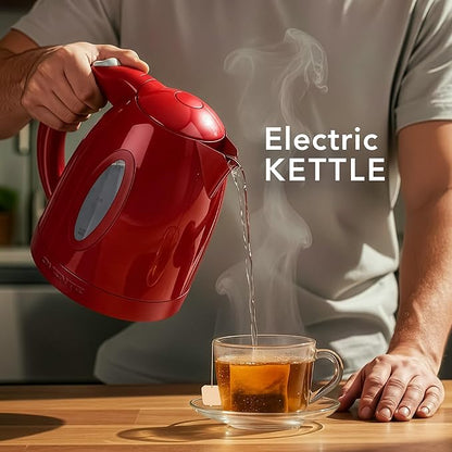 OVENTE Electric Kettle, 1.7L Fast Boiling Water Heater for Coffee or Tea, BPA Free with Water Level Gauge, Auto Shut-Off, Boil-Dry Protection, Indicator Light and Removable Filter, Red KP72R