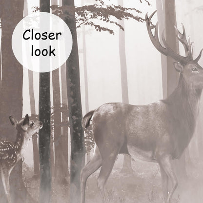 AFZEVEB-Forest Wallpaper Vintage Trees with Deer Wall murals for Bedroom 136"x96" (Not Peel and Stick)