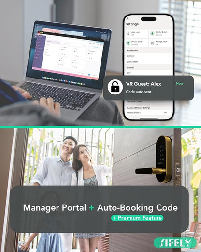 Keyless Entry Keypad Smart Door Lock with Handle & Knob – Digital Deadbolt for Front, Bedroom, Office & Interior Doors, App Control for Airbnb, Guests & Kids, Easy DIY Install (No Fingerprint)