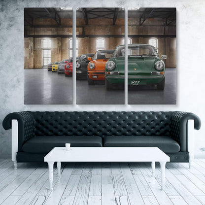 Porsche Car 911 Color Revolution Canvas Art Print Picture Wall Home Decor - Various Sizes (60in x 40in Gallery Wrapped)