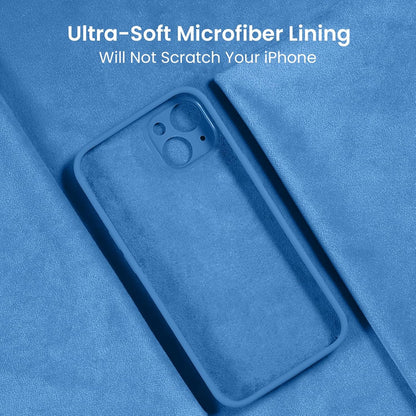 FireNova Designed for iPhone 15 Plus Case, Silicone [Camera Protection] Case with [2 Screen Protectors], Soft Anti-Scratch Microfiber Lining Inside, 6.7 inch, Blue