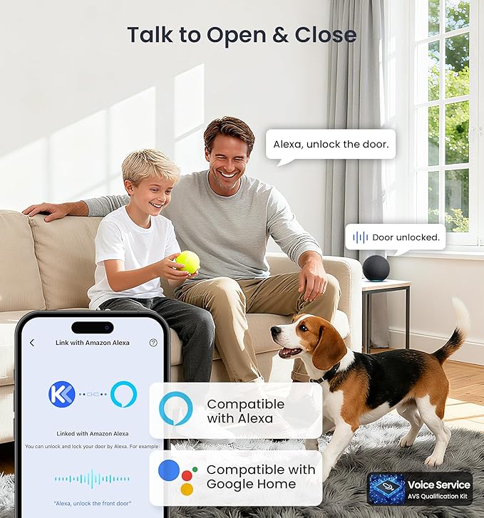 Veise VE027-K Built-in WiFi Smart Lock with 2 Knob, Fingerprint Keyless Entry Door Lock Handle Set for Front Door, App Remote Control, Electronic Digital Keypad Deadbolt, IP65 Waterproof, Satin Nickel