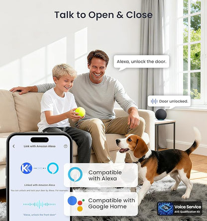 Veise VE027-K Built-in WiFi Smart Lock with 2 Knob, Fingerprint Keyless Entry Door Lock Handle Set for Front Door, App Remote Control, Electronic Digital Keypad Deadbolt, IP65 Waterproof, Satin Nickel