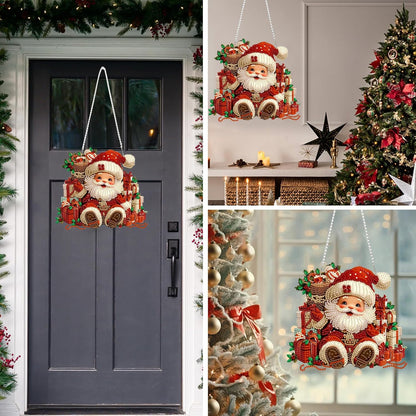 MEIYUDA Christmas Diamond Art Hanging Kits for Adult, Santa Claus Diamond Painting Hanging Kits Ornaments, DIY Special Shaped Rhinestone Window Pendants kit for Home Garden Wall Decor Gift