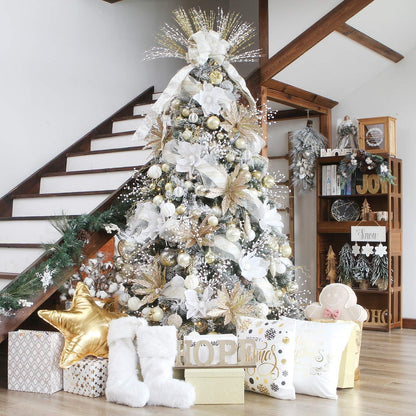 Sea Team 50mm/1.97" Shatterproof Clear Plastic Christmas Tree Ball Ornaments Set, Decorative Hanging Transparent Xmas Baubles with Stuffed Delicate Decorations (30 Counts, Gold)