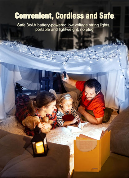 Battery Operated Christmas String Lights, 8ft 20 LED Mini Lights with Timer, Christmas Tree Lights for Indoor Outdoor Bedroom Wedding Party Holiday Xmas Decoration，Pure White