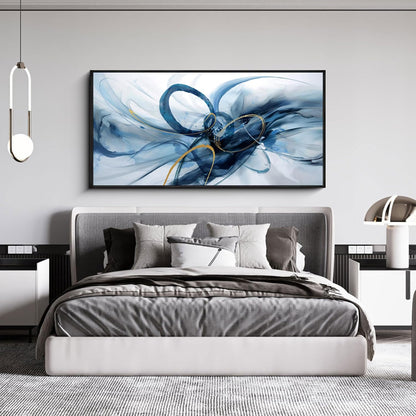 XLSJERST Frame Wall Art - Blue and White Picture for Living Room Modern Abstract Canvas Wall Decor Artwork for Office Bedroom Home Decoration
