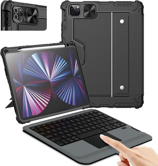 Nillkin iPad Pro 11(1st/2nd/3rd/4th Gen) & iPad Air 5th/4th Generation Case with Keyboard, Magic Trackpad, Rugged Case with Detachable Keyboard, Portrait/Landscape Modes, Camera Cover, Black