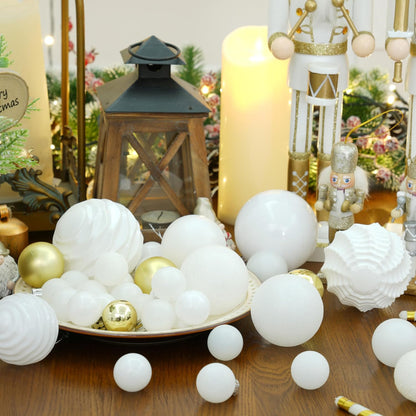 XmasExp 24ct Mini Christmas Ball Ornaments Shatterproof Christmas Ornaments Set Decorations for Xmas Tree Balls 30mm/1.18" (White)