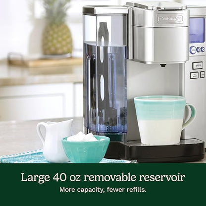 Cuisinart Coffee Maker, Single Serve 72-Ounce Reservoir Pod Coffee Machine, Programmable Brewing & Hot Water Dispenser, 3 Cup-Size Settings, Stainless Steel, SS-10P1, Silver