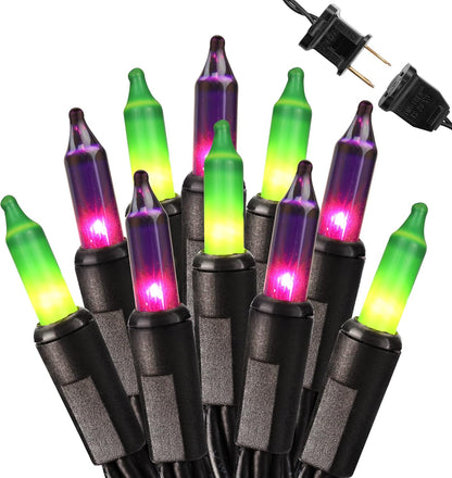Brizled Waterproof Purple & Green Halloween Lights, 100 Count Incandescent Mini String Lights, UL Listed for Indoor Outdoor Use