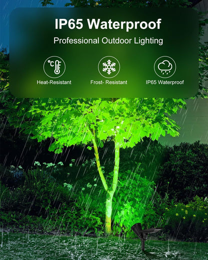 4 Pack Color Changing Solar Spotlights Outdoor for Halloween Decorations Spooky Ghost, Spider Web, Tombstone, Pumpkin, Waterproof Solar Landscape Spot Lights Uplighting for Outside House, Yard, Garden