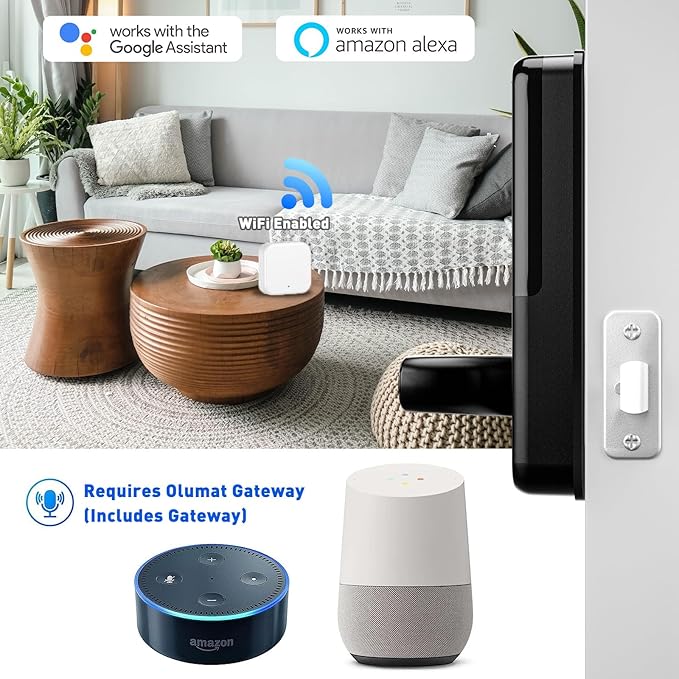 Smart Lock with WiFi Gateway, Keyless Entry Lock with Handle - Locks for Front Door with Keypad - Fingerprint Lock - App Control with Door Sensor - Auto Lock
