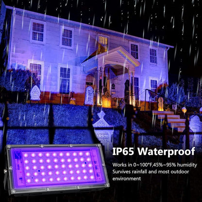 4 Pack 50W Black Lights, Blacklight Flood Light with Plug and Switch,for Glow Party, Halloween, Fluorescent Poster, Body Paint