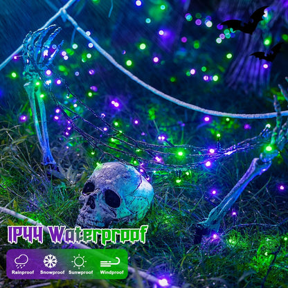 JMEXSUSS 200 LED Purple and Green Halloween Lights Plug in, 66ft Connectable Halloween String Lights,8 Modes Outdoor Waterproof Tree Light for Yard Outdoor Indoor Bedroom Garden Patio Decor