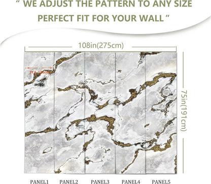 Marble Wallpaper Large Abstract Gold Wall Mural for Bedroom Living Room Office(Not Peel and Stick)
