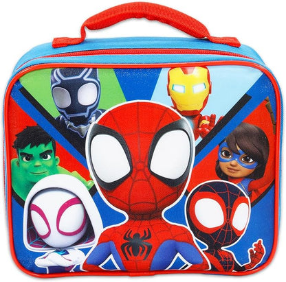 Marvel Spidey and Friends Lunch Box for Kids Set - Bundle with Spiderman Lunch Bag Plus Stickers, Water Bottle, and More | Spidey and Friends Lunchbox for Boys