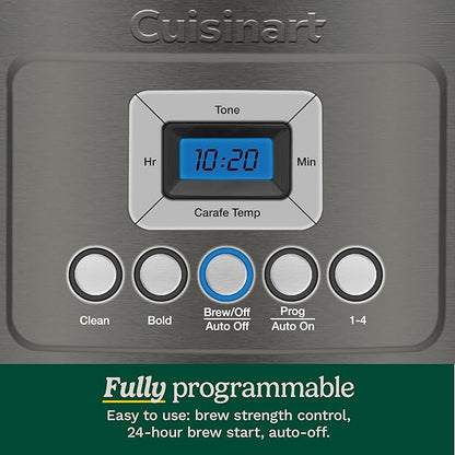 Cuisinart 14-Cup Coffee Maker, Programmable PerfecTemp Glass Carafe Coffee Machine with 1-4 Cup Setting, Brew Strength Control and Pause, Stainless Steel, DCC-3200BKSNAS, Black