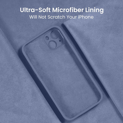 FireNova Designed for iPhone 15 Plus Case, Silicone [Camera Protection] Case with [2 Screen Protectors], Soft Anti-Scratch Microfiber Lining Inside, 6.7 inch, Lavender Gray