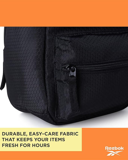 Reebok Mens and Womens Lunch Bag - Portable Insulated Work Lunch Box for Women and Men with Two Compartments and Handle, Quinn Black